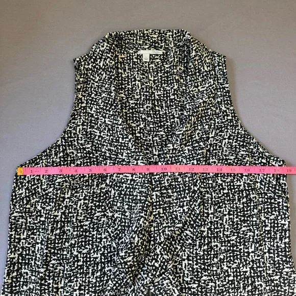 Halogen top women large 100% silk sleeveless zipper front ruffle vneck blouse - Picture 8 of 9